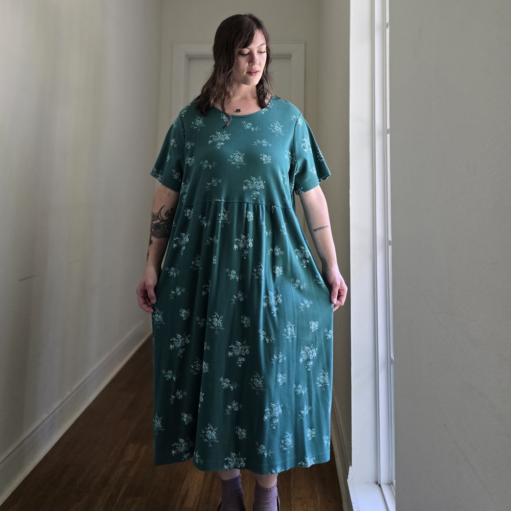 Vintage Teal Floral Maxi Dress